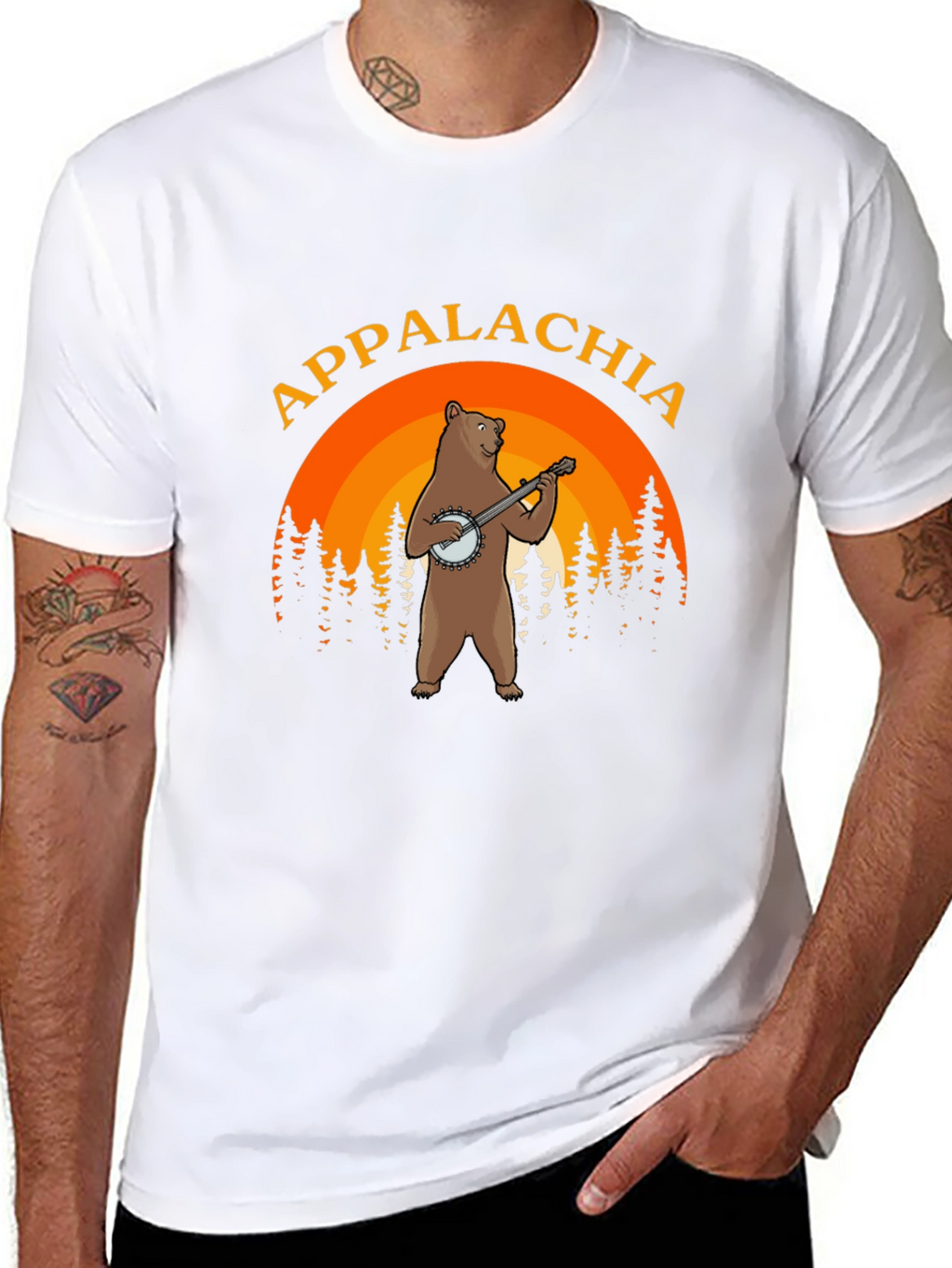 Appalachia Bear Banjo Black T-Shirt