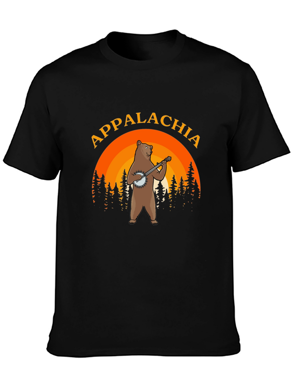 Appalachia Bear Banjo Black T-Shirt