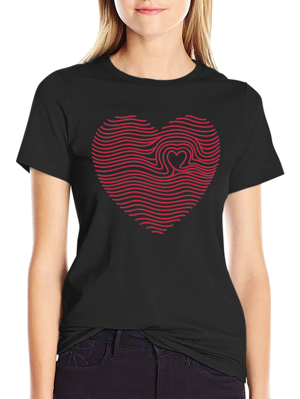 Heartbeat Wave Graphic Tee - Black