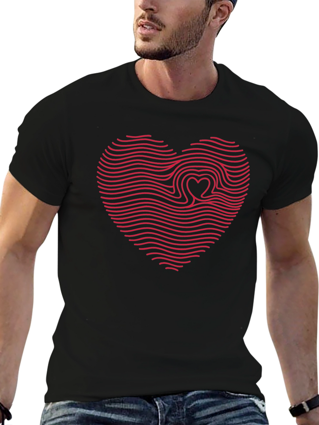 Heartbeat Wave Graphic Tee - Black