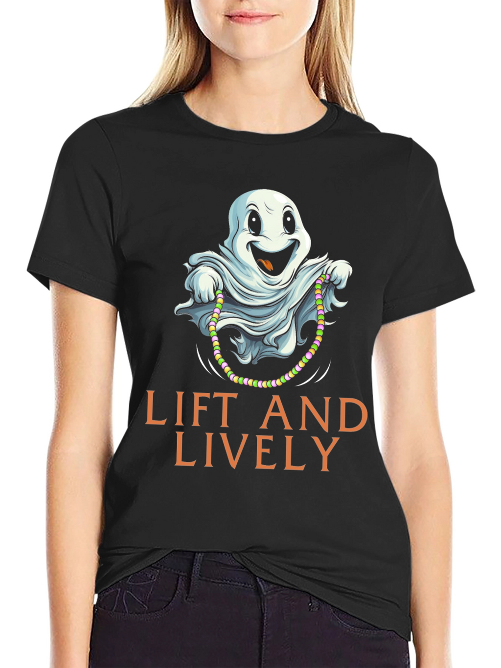 Spooky Season T-Shirt: Lift and Lively Ghost