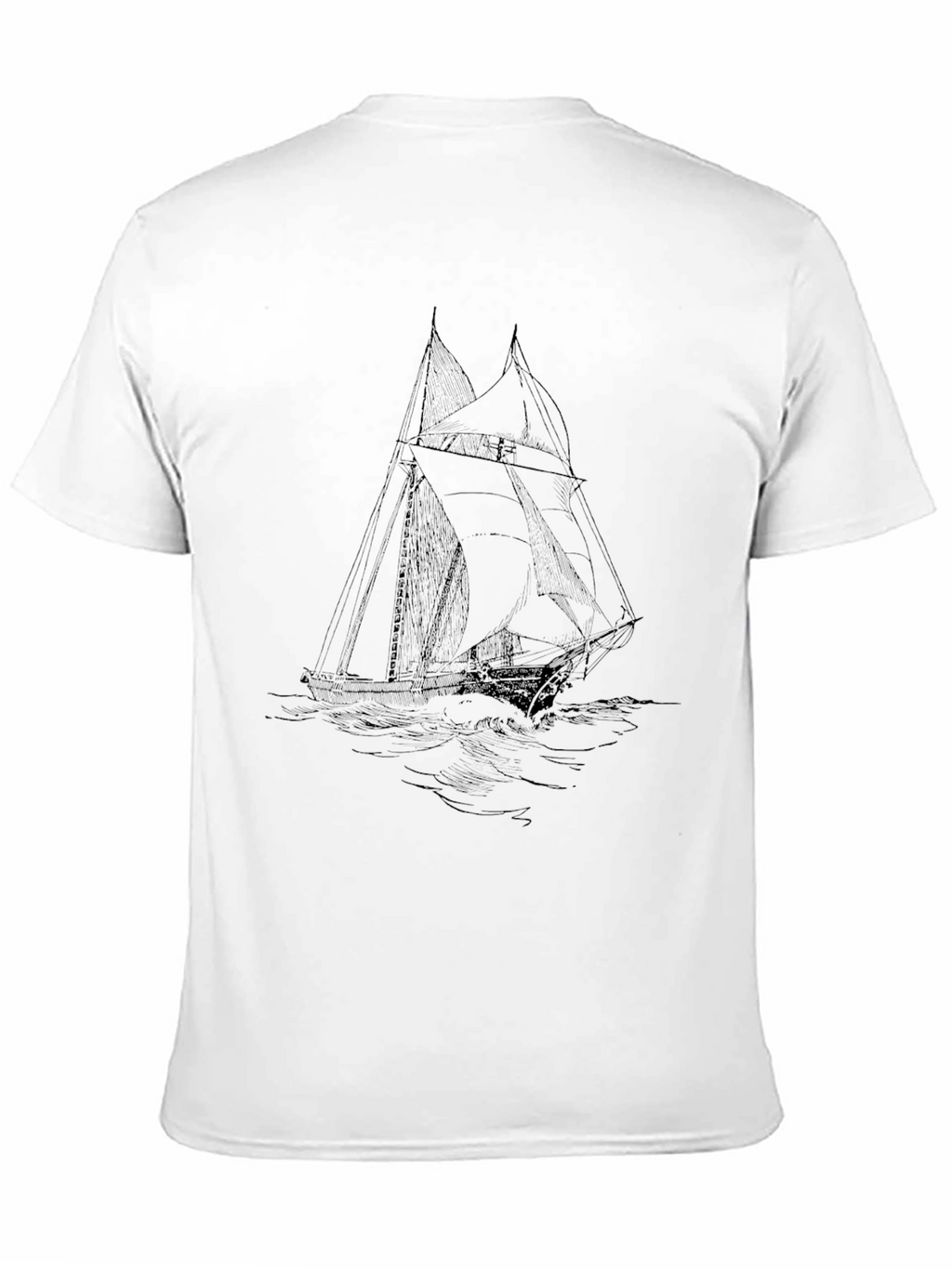 Nautical Sailboat Graphic Tee - Black Cotton T-Shirt