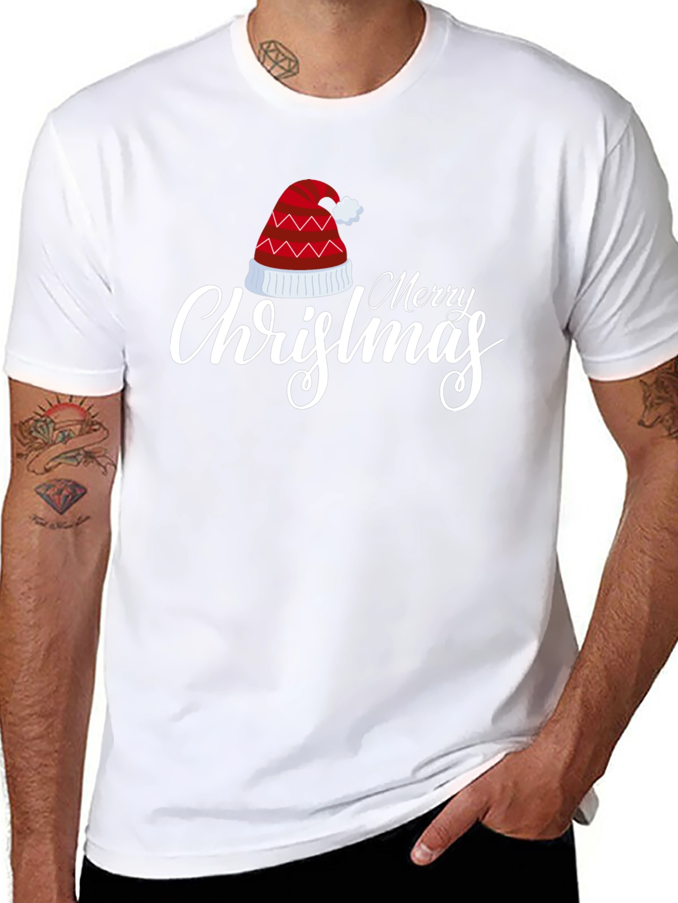 Merry Christmas Hat Graphic T-Shirt