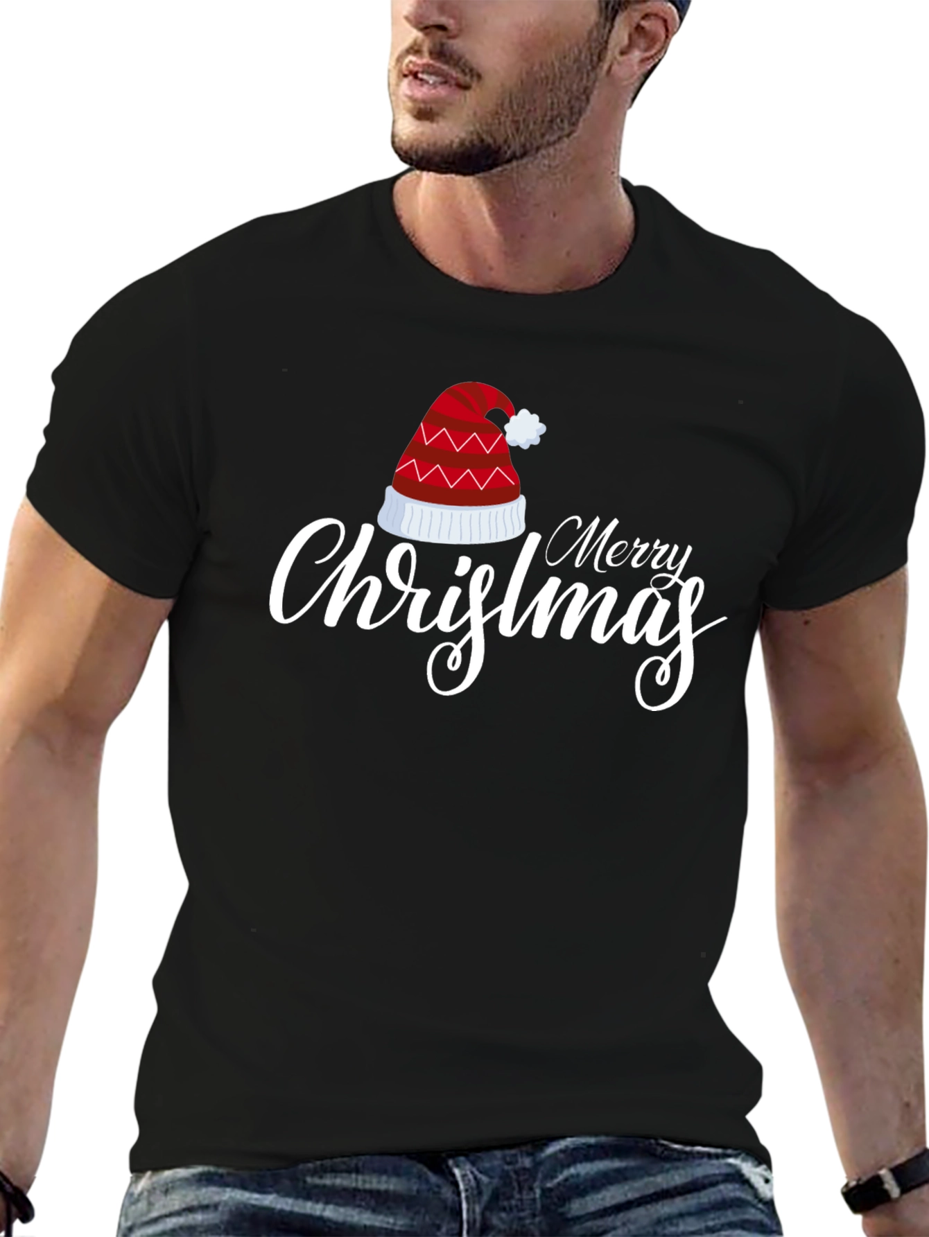 Merry Christmas Hat Graphic T-Shirt