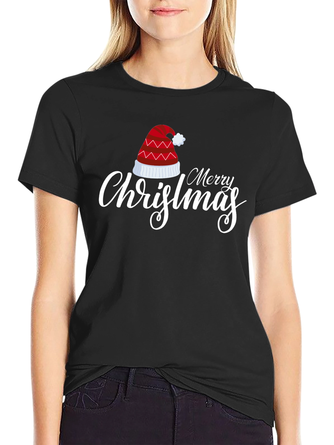 Merry Christmas Hat Graphic T-Shirt