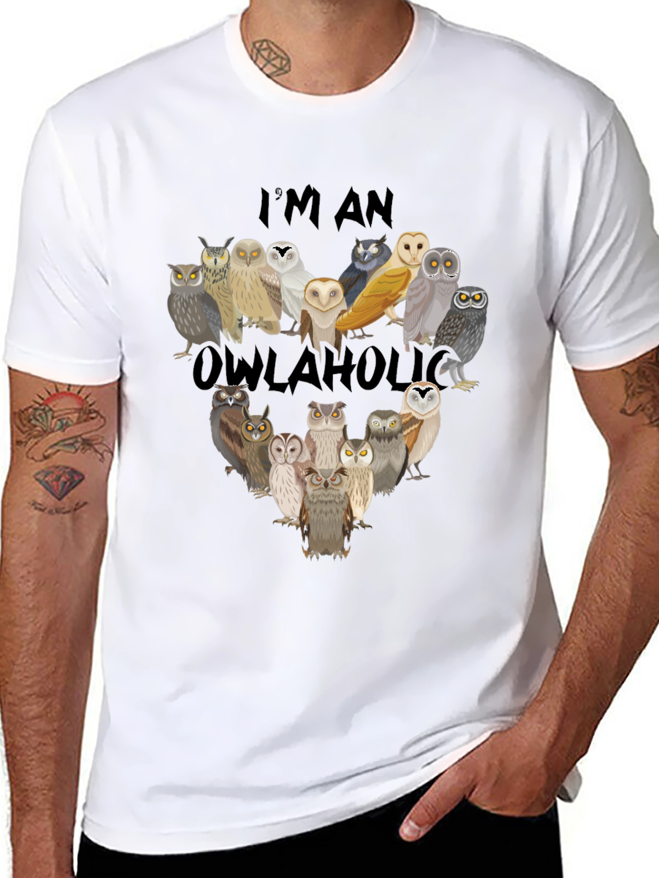 Owl Lover T-Shirt - Im an Owlaholic Graphic Tee