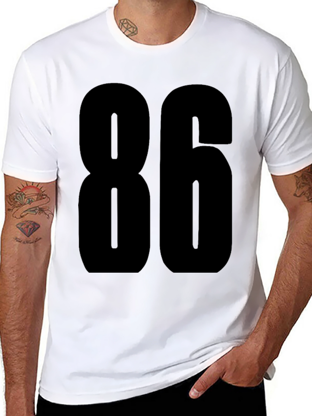 Bold Number 86 Graphic Tee - Black