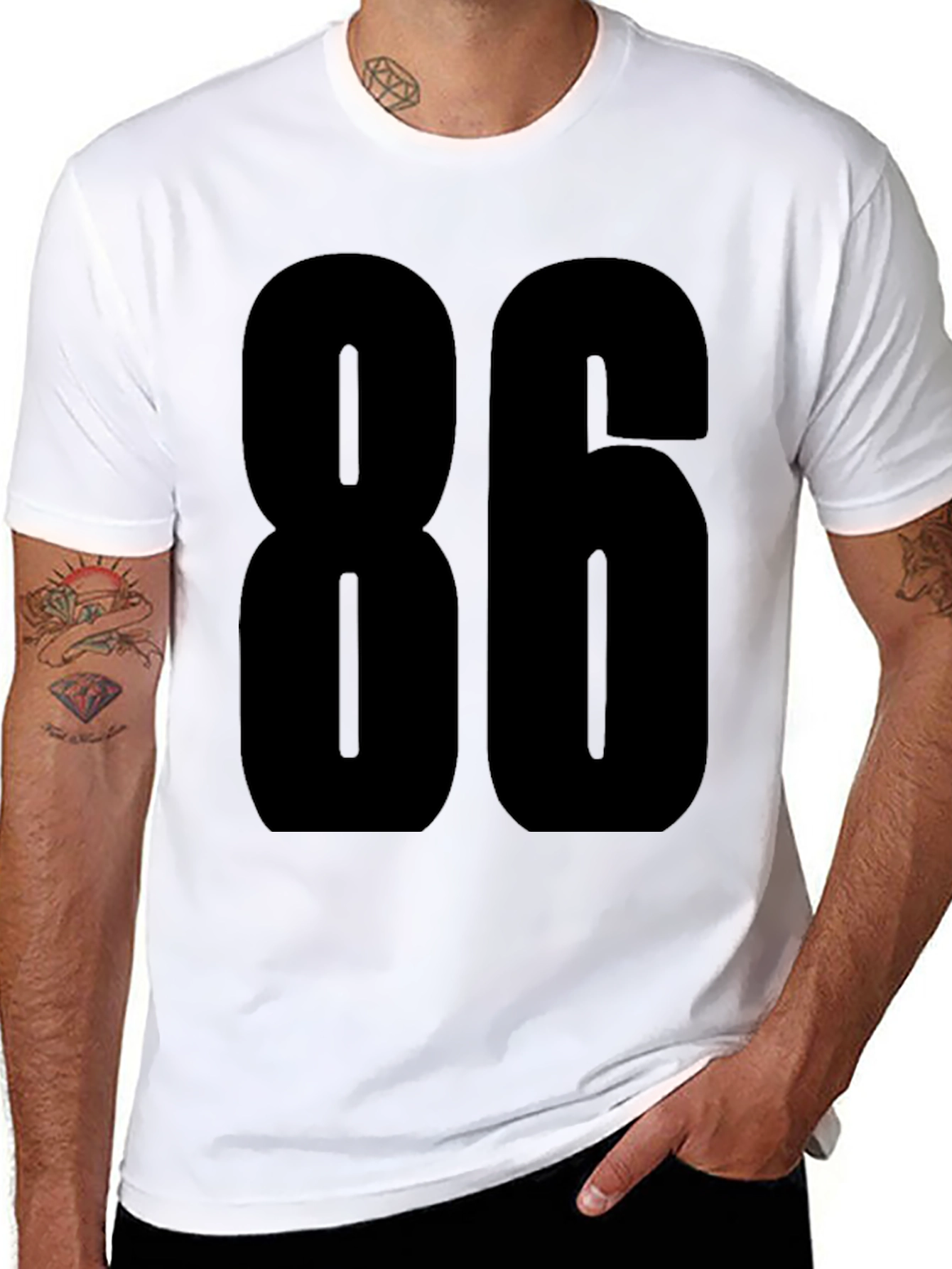 Bold Number 86 Graphic Tee - Black