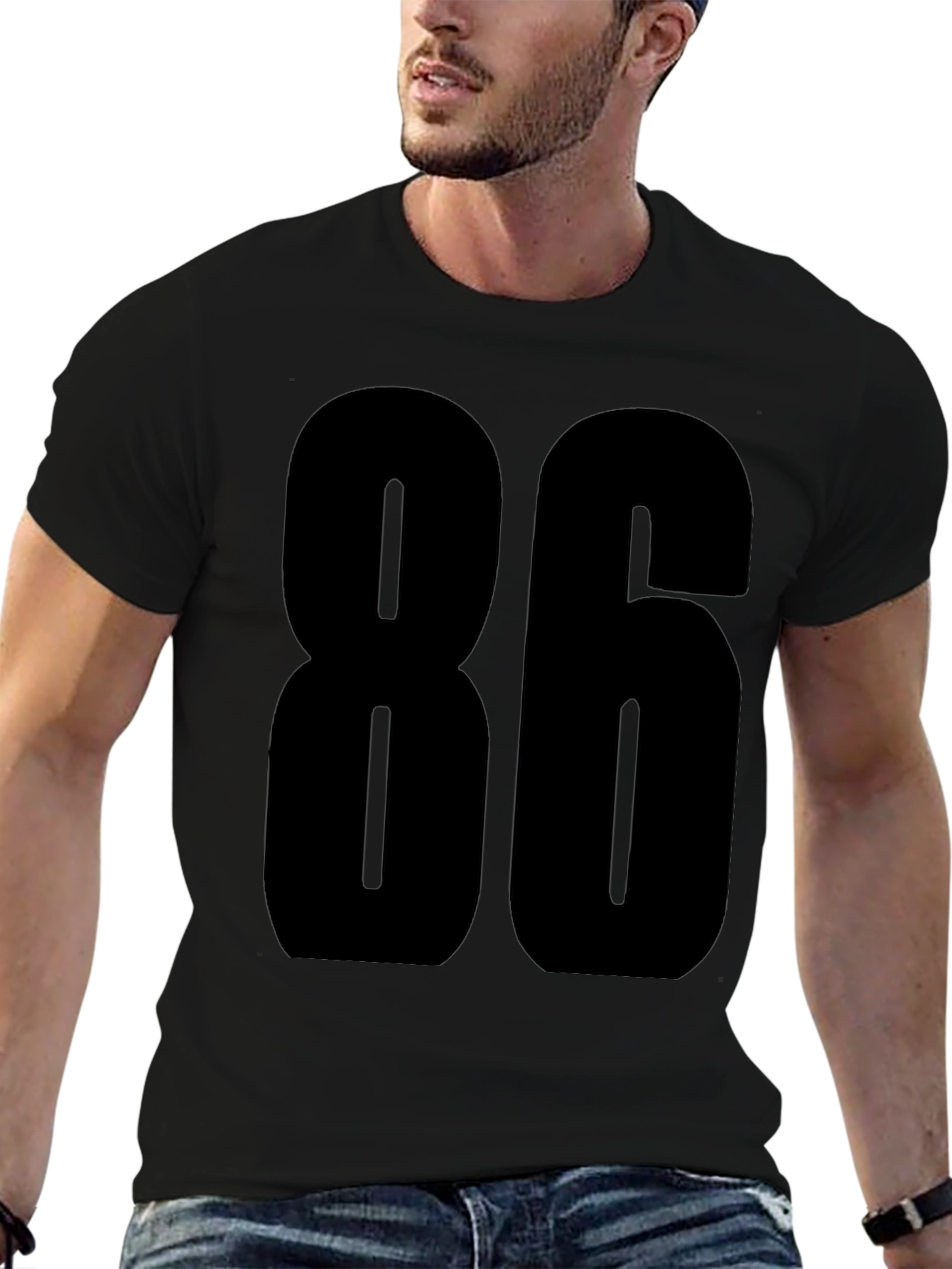 Bold Number 86 Graphic Tee - Black