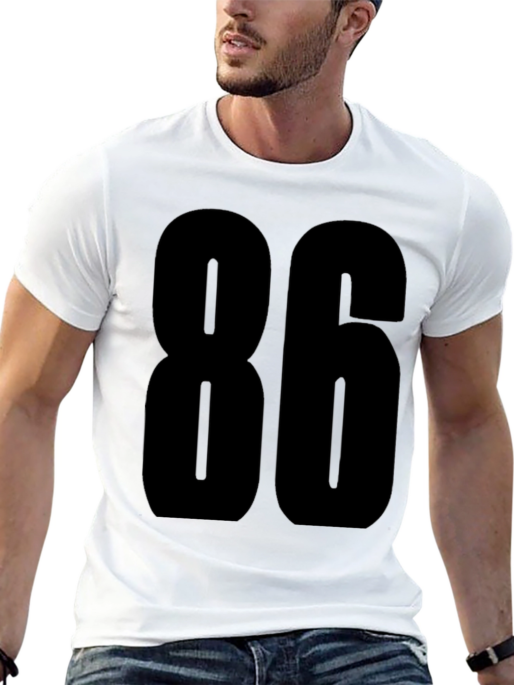 Bold Number 86 Graphic Tee - Black