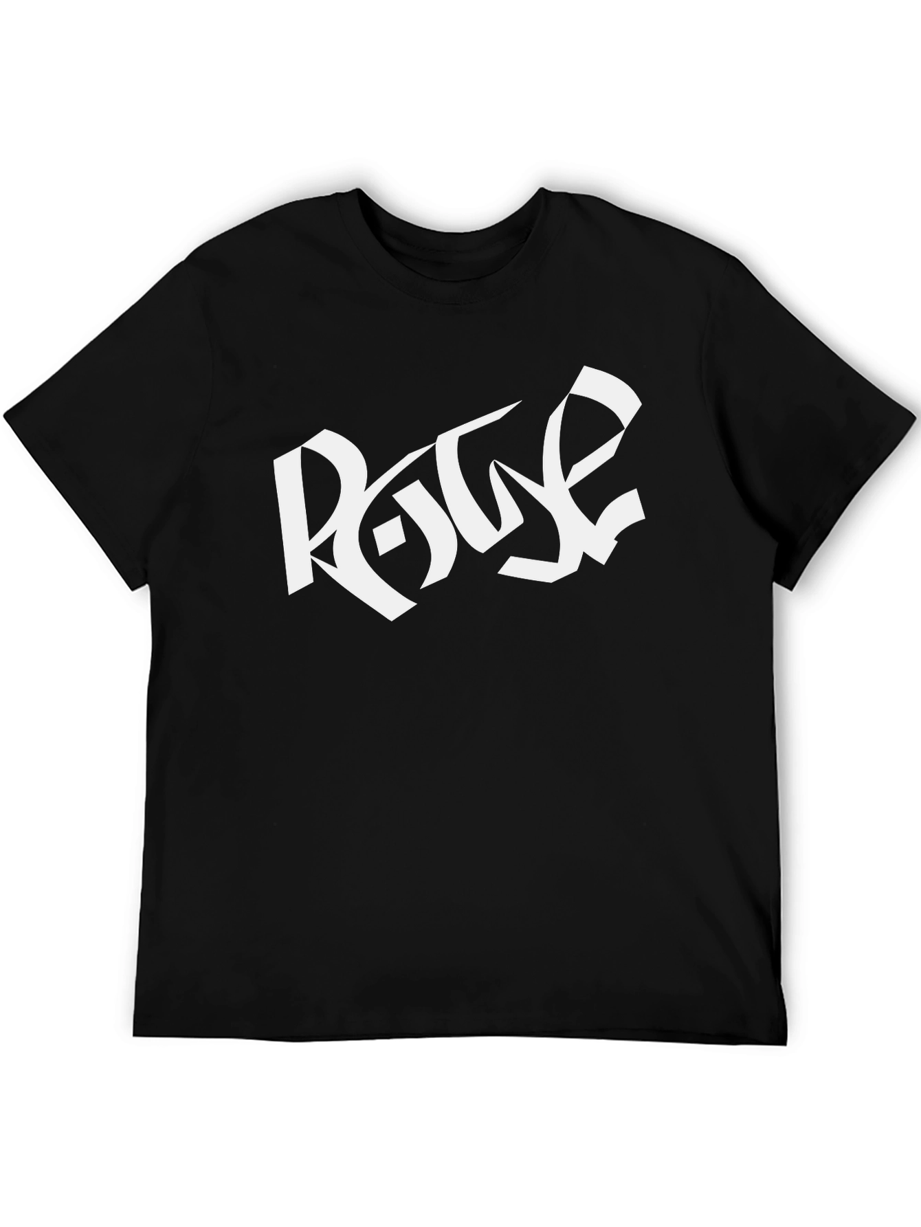 Black T-Shirt with White Graphic Print