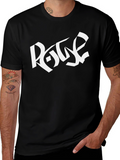 Black T-Shirt with White Graphic Print