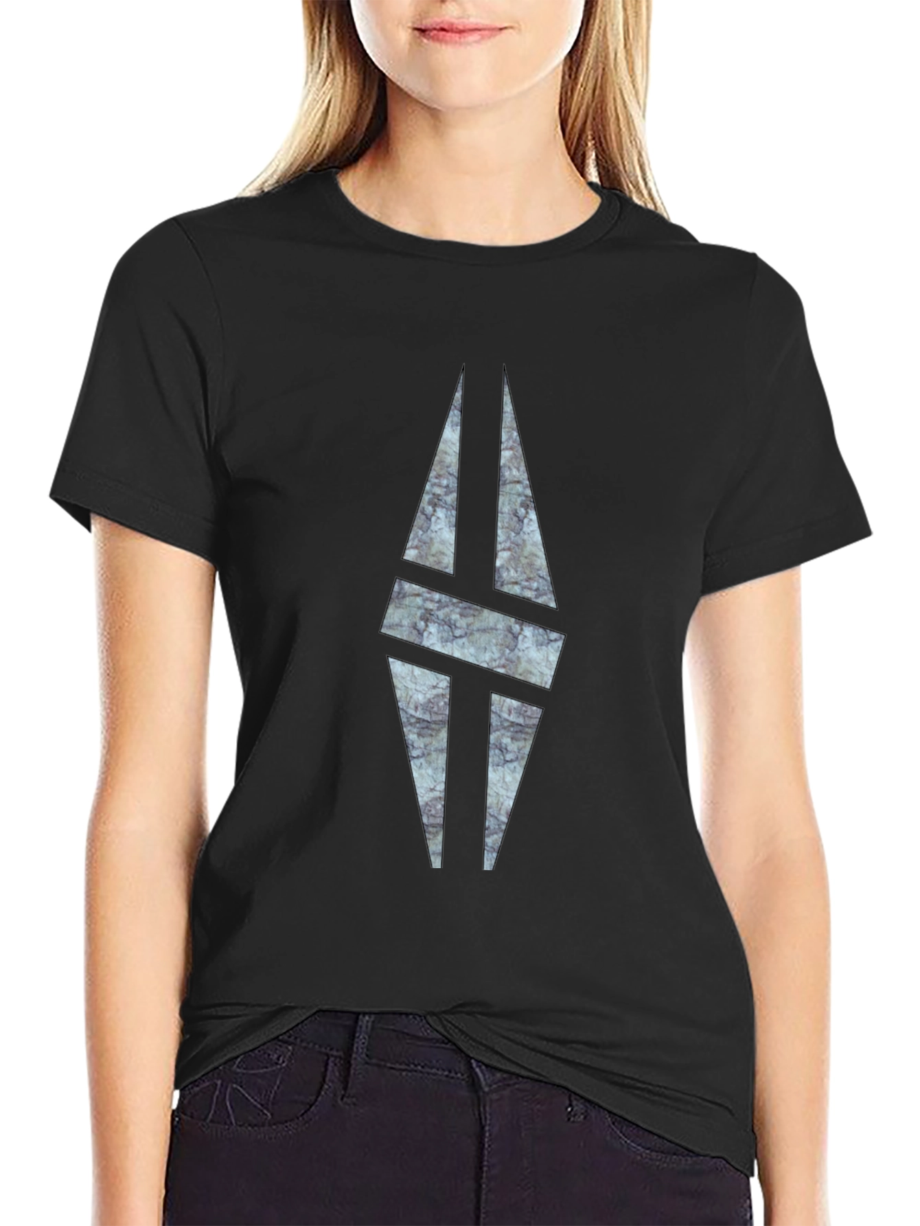 Modern Graphic Print Black T-Shirt