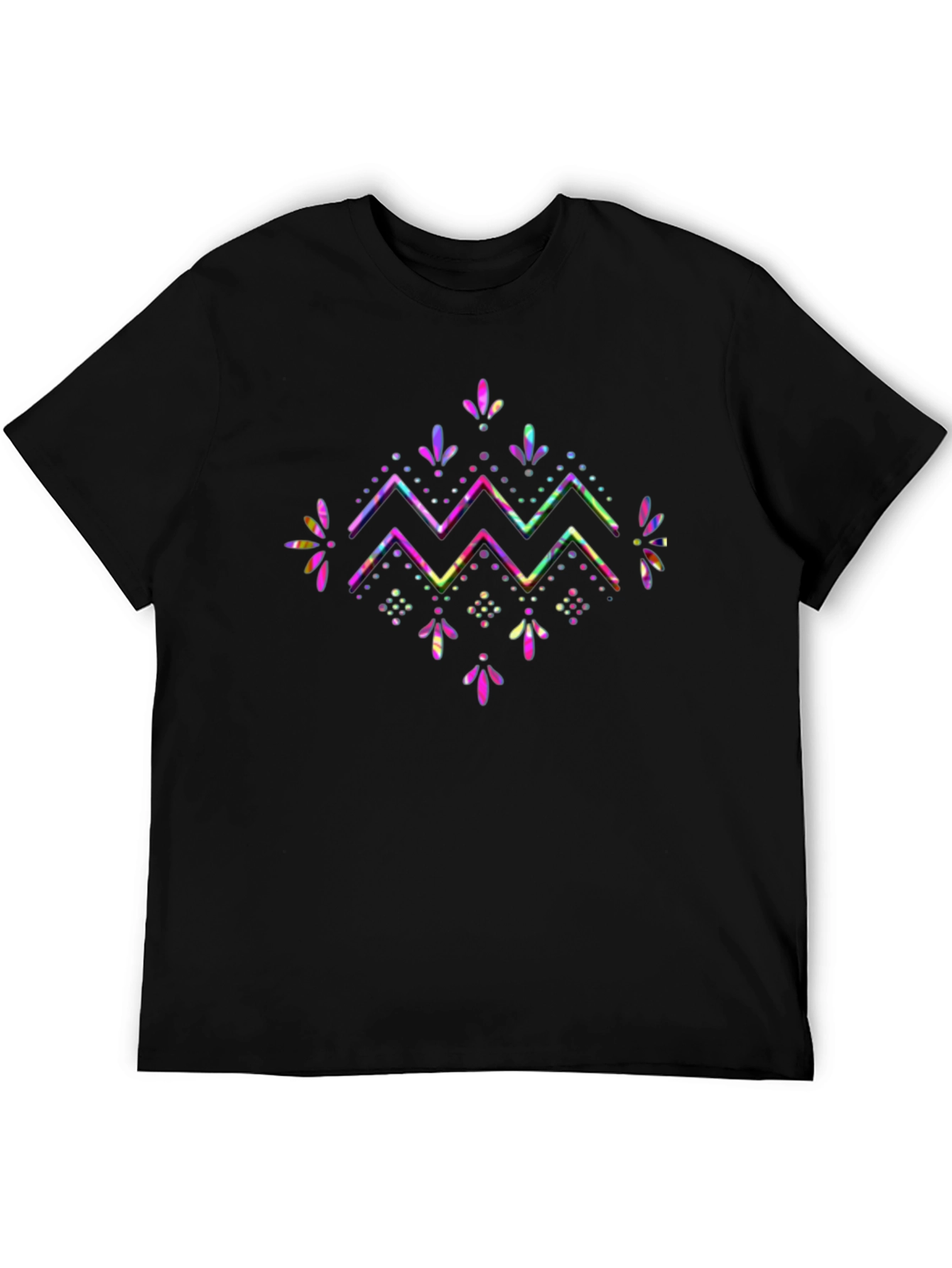 Abstract Geometric Graphic Tee - Mens Black T-Shirt