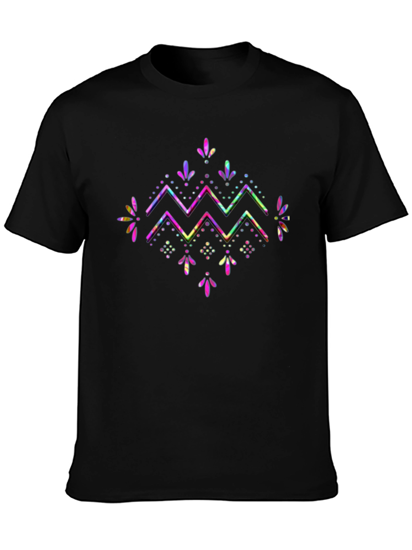 Abstract Geometric Graphic Tee - Mens Black T-Shirt