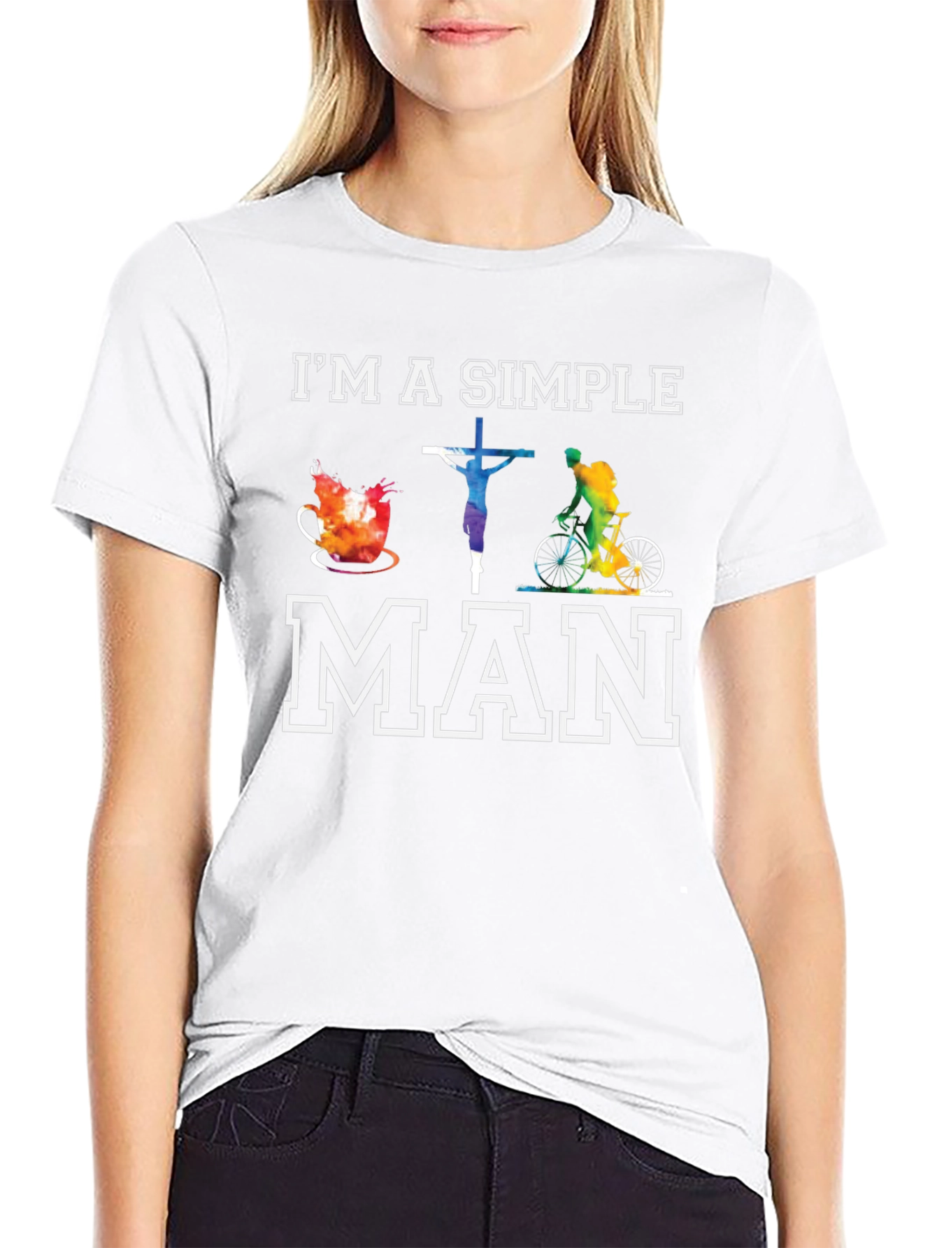 Simple Man T-Shirt Coffee Jesus Biking