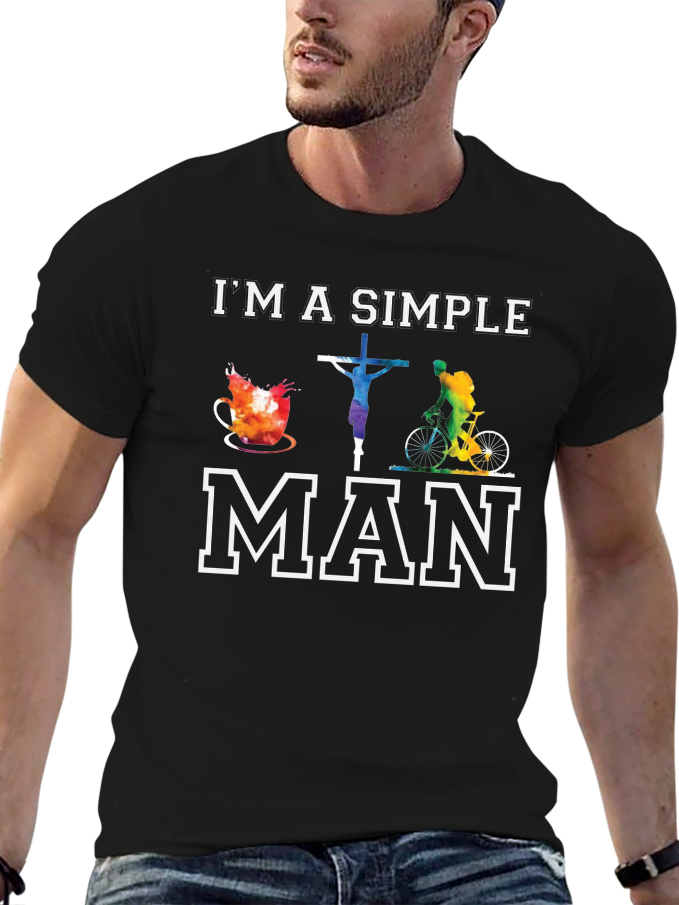 Simple Man T-Shirt Coffee Jesus Biking