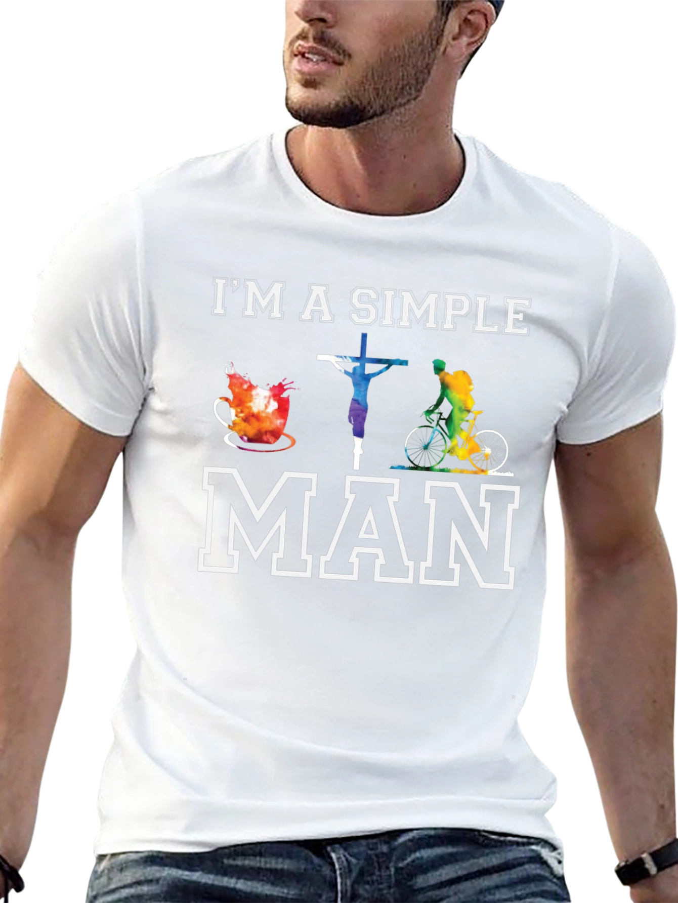 Simple Man T-Shirt Coffee Jesus Biking
