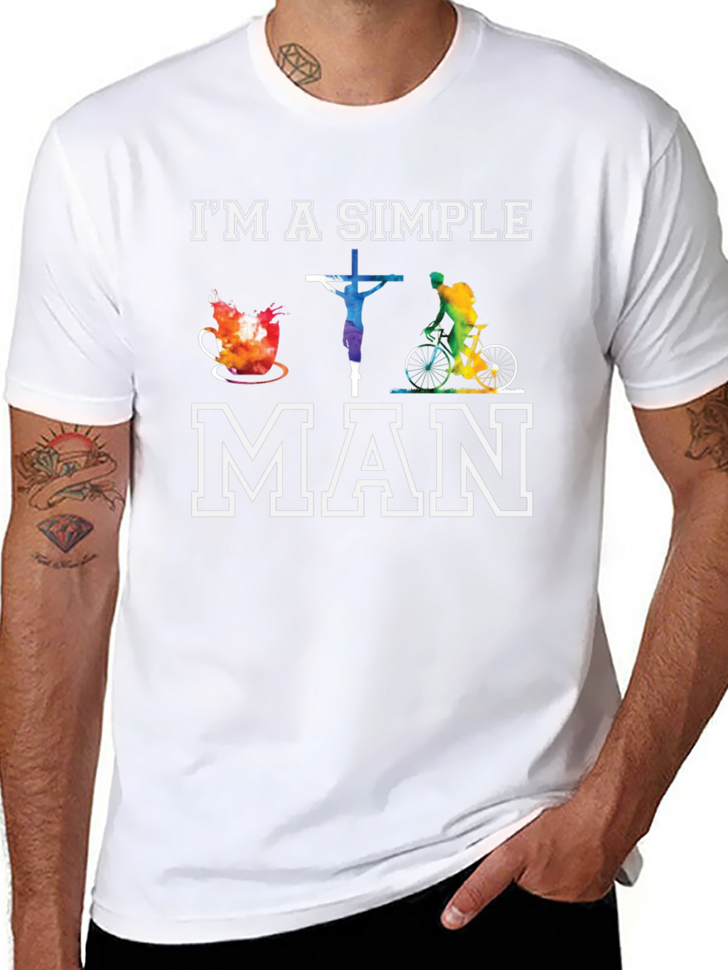 Simple Man T-Shirt Coffee Jesus Biking