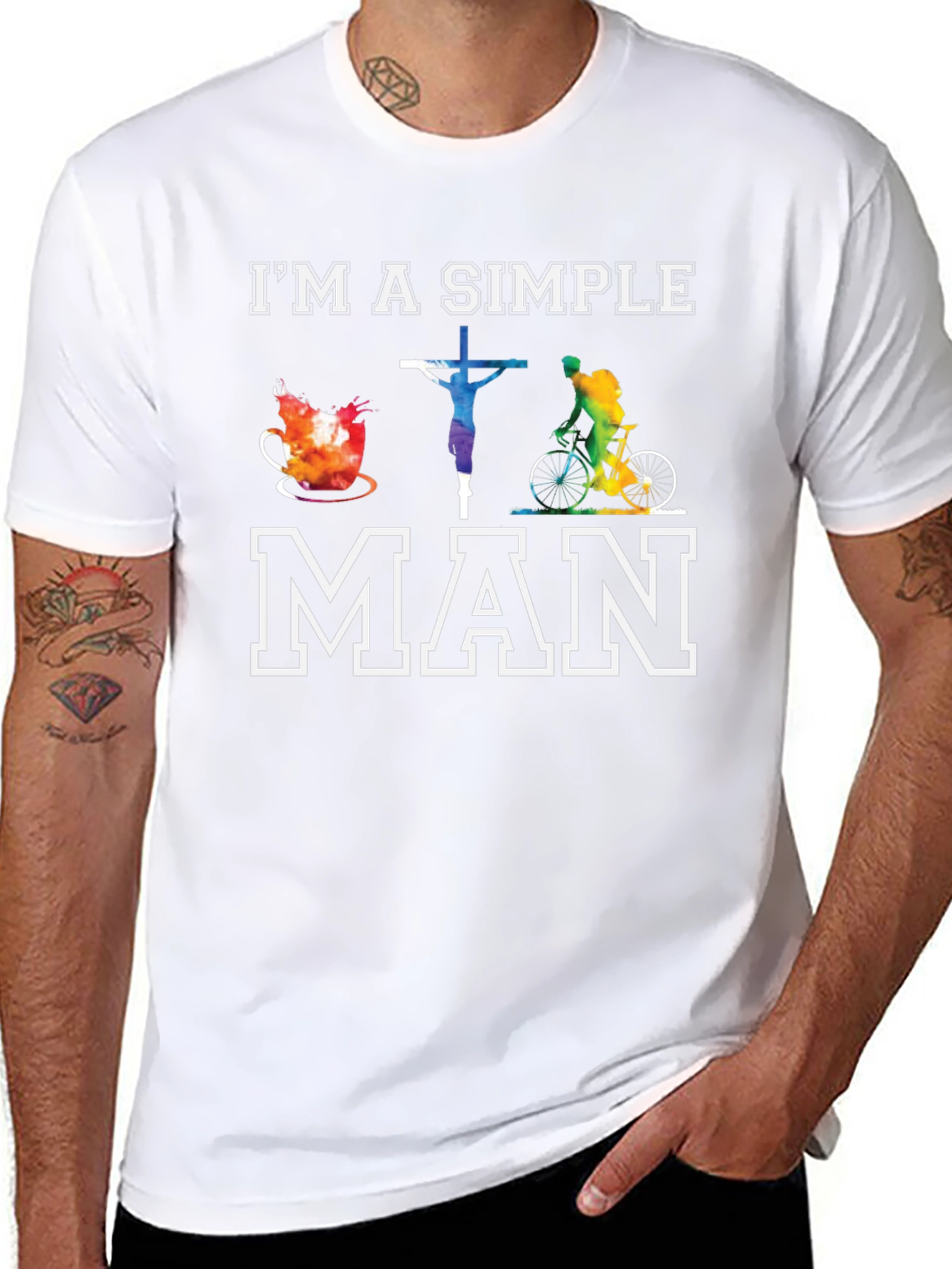 Simple Man T-Shirt Coffee Jesus Biking