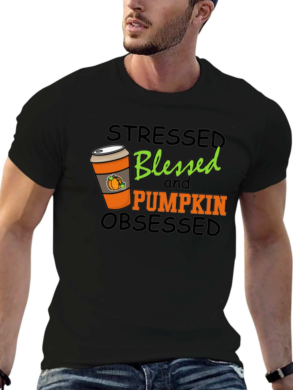 Stressed Blessed Pumpkin Obsessed Graphic Tee