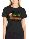 Stressed Blessed Pumpkin Obsessed Graphic Tee