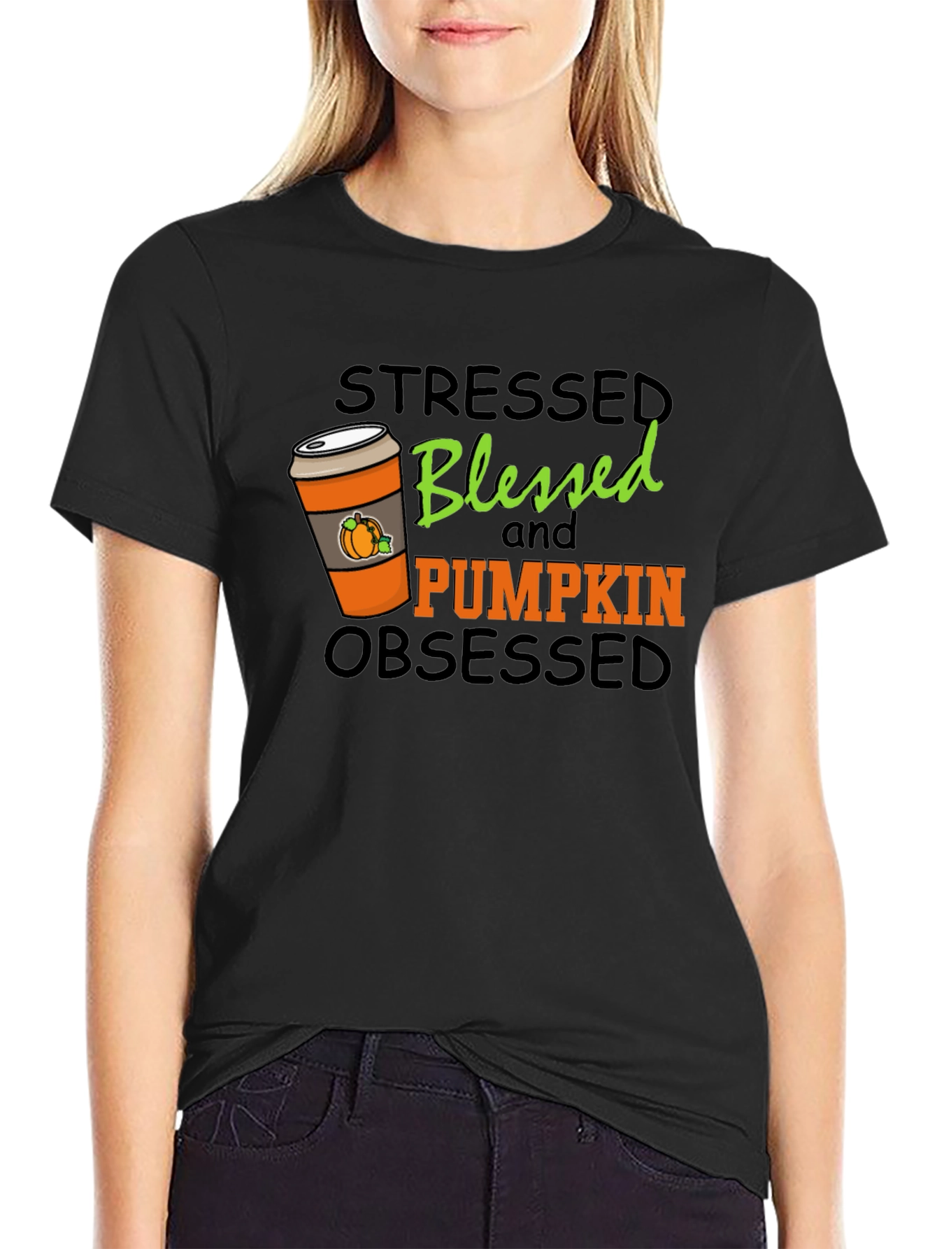 Stressed Blessed Pumpkin Obsessed Graphic Tee
