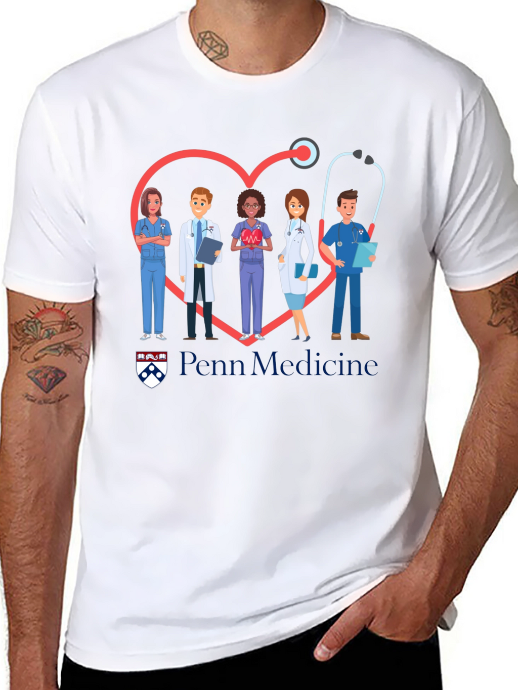 Penn Medicine Heart Stethoscope Graphic T-Shirt