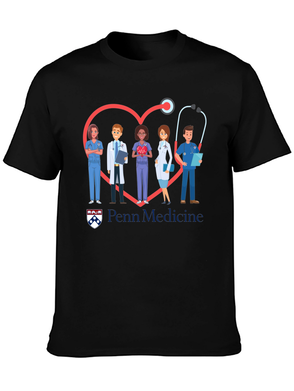 Penn Medicine Heart Stethoscope Graphic T-Shirt