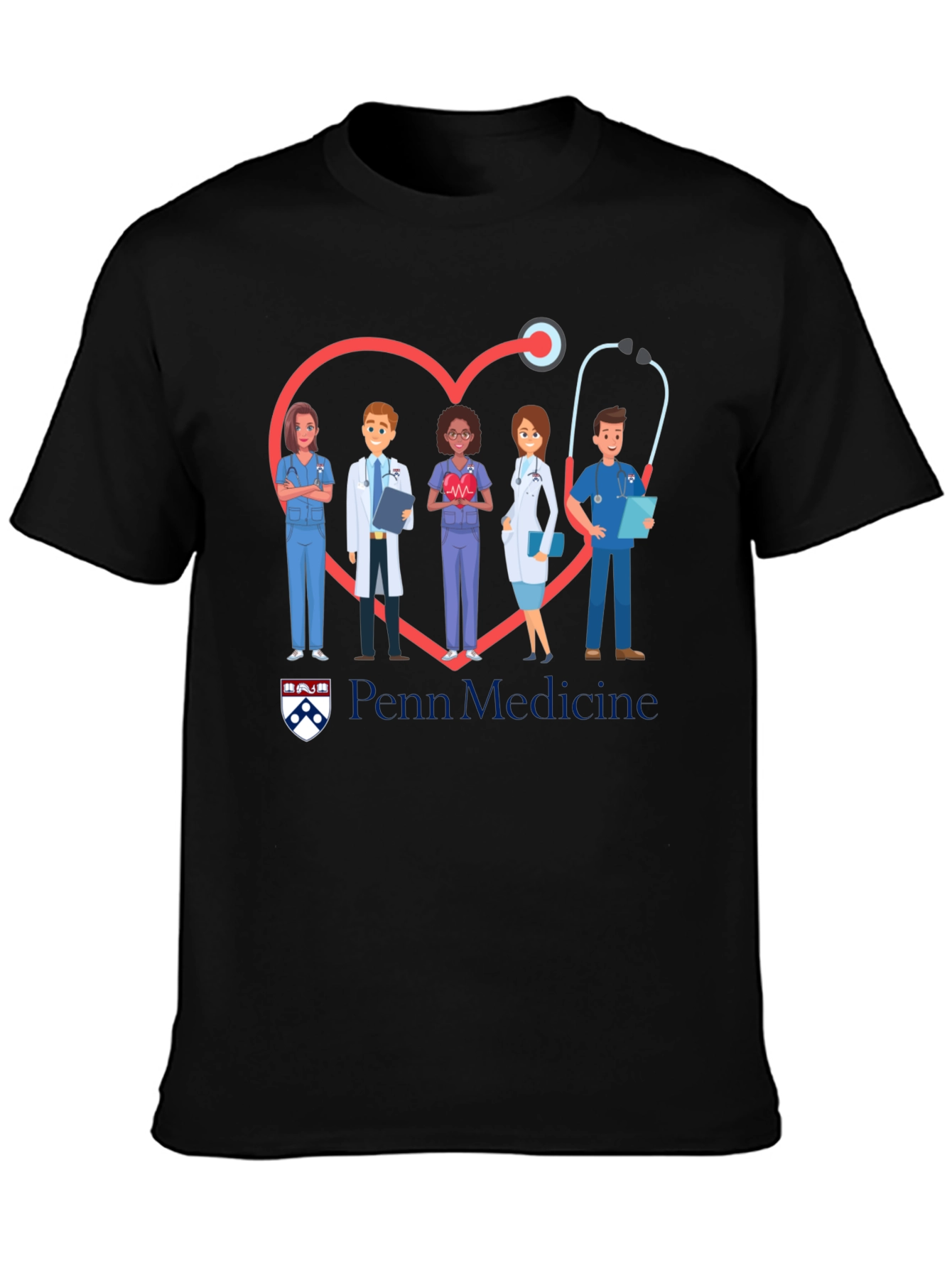 Penn Medicine Heart Stethoscope Graphic T-Shirt