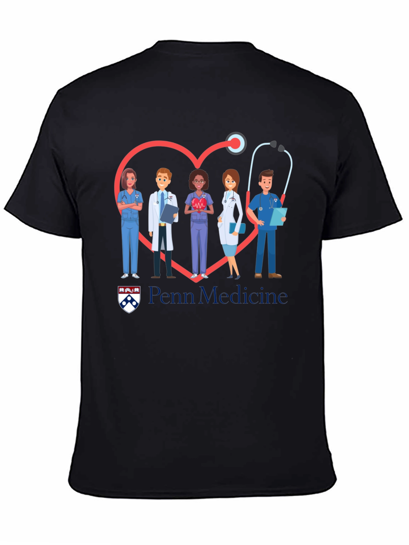 Penn Medicine Heart Stethoscope Graphic T-Shirt