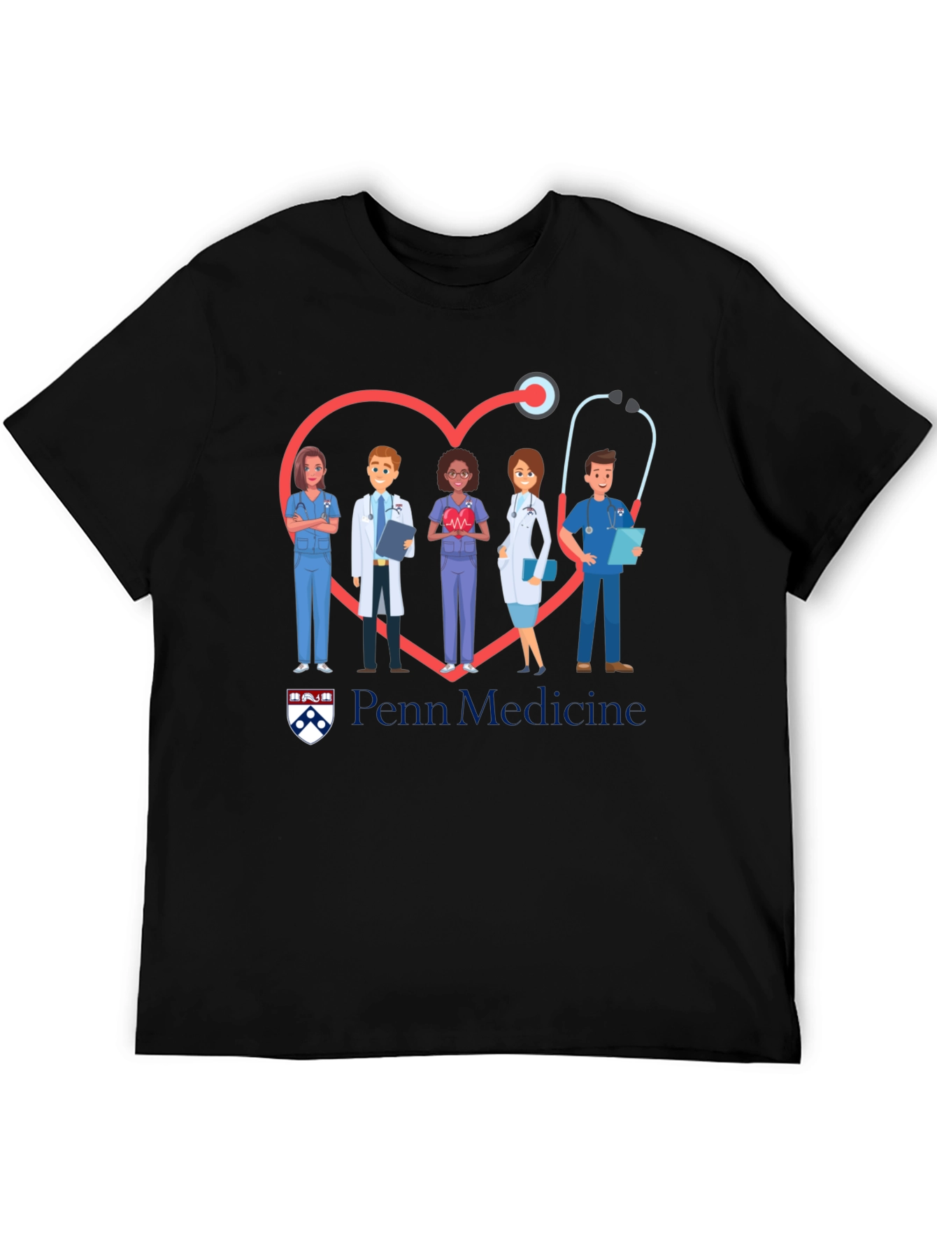 Penn Medicine Heart Stethoscope Graphic T-Shirt
