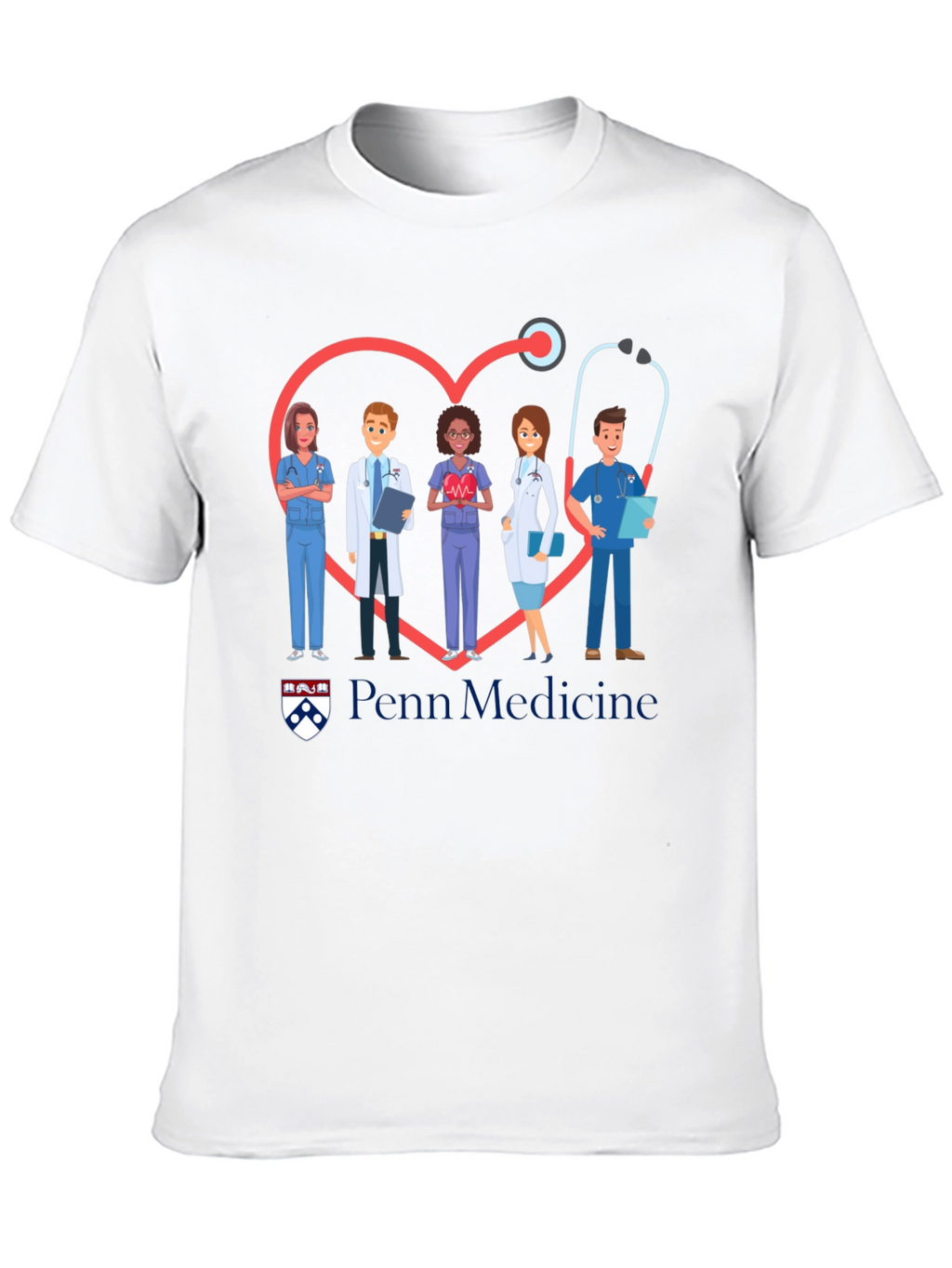 Penn Medicine Heart Stethoscope Graphic T-Shirt