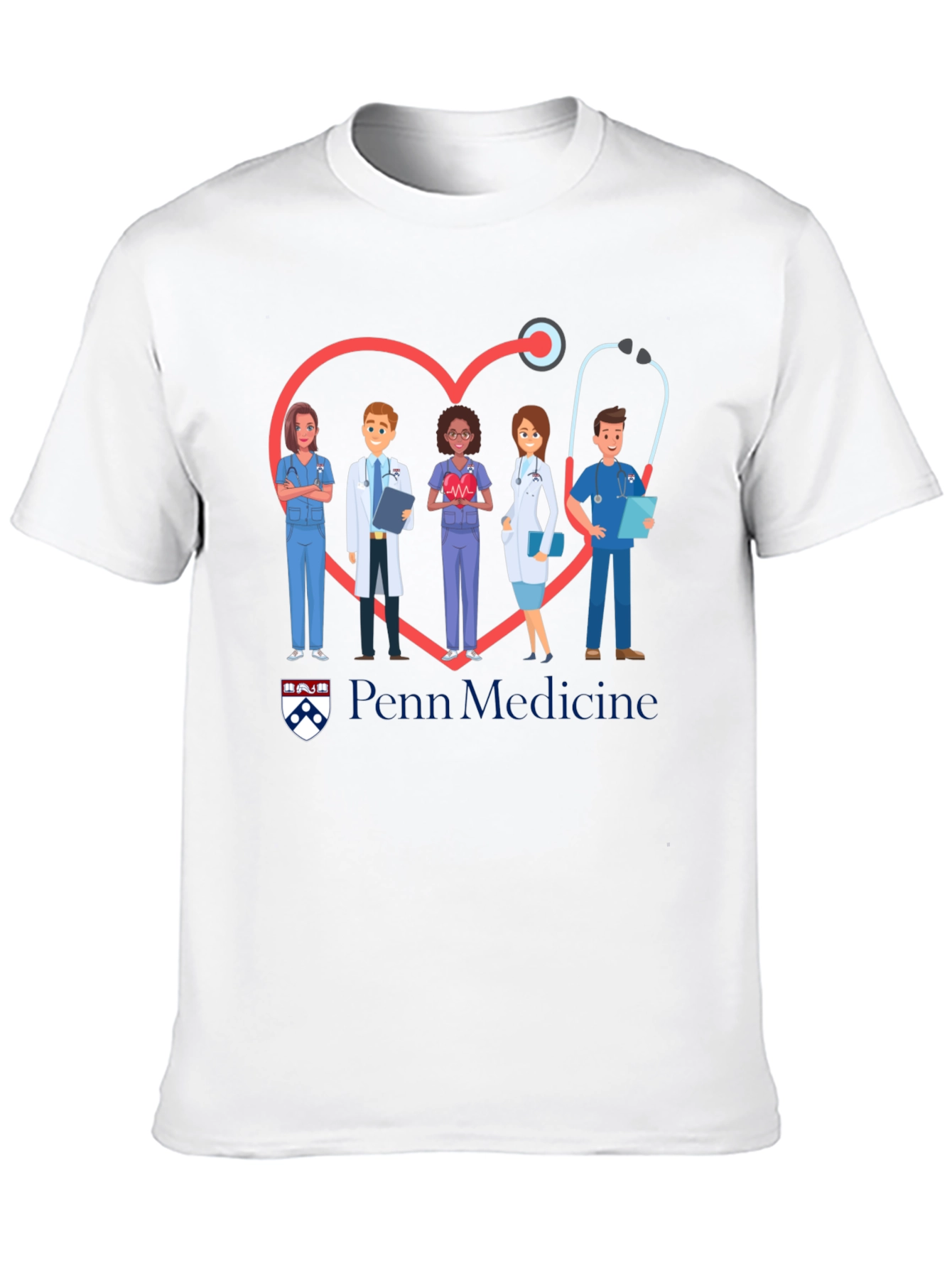 Penn Medicine Heart Stethoscope Graphic T-Shirt