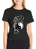 Yin Yang Dragon Graphic Tee - Black