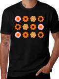Retro Flower Power Graphic Tee - Black