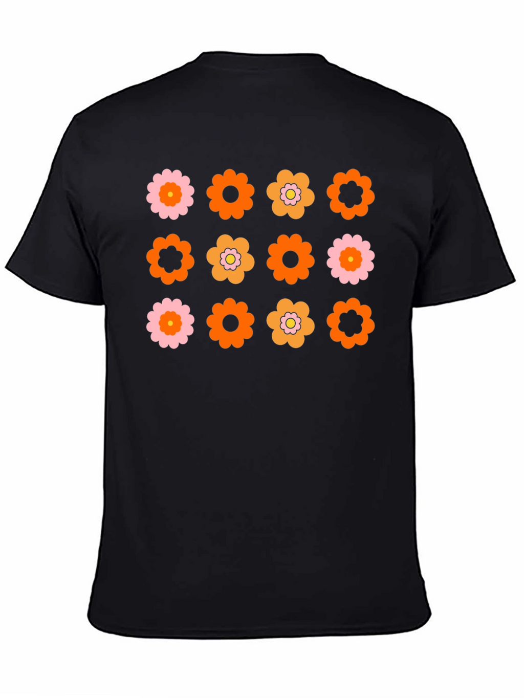 Retro Flower Power Graphic Tee - Black