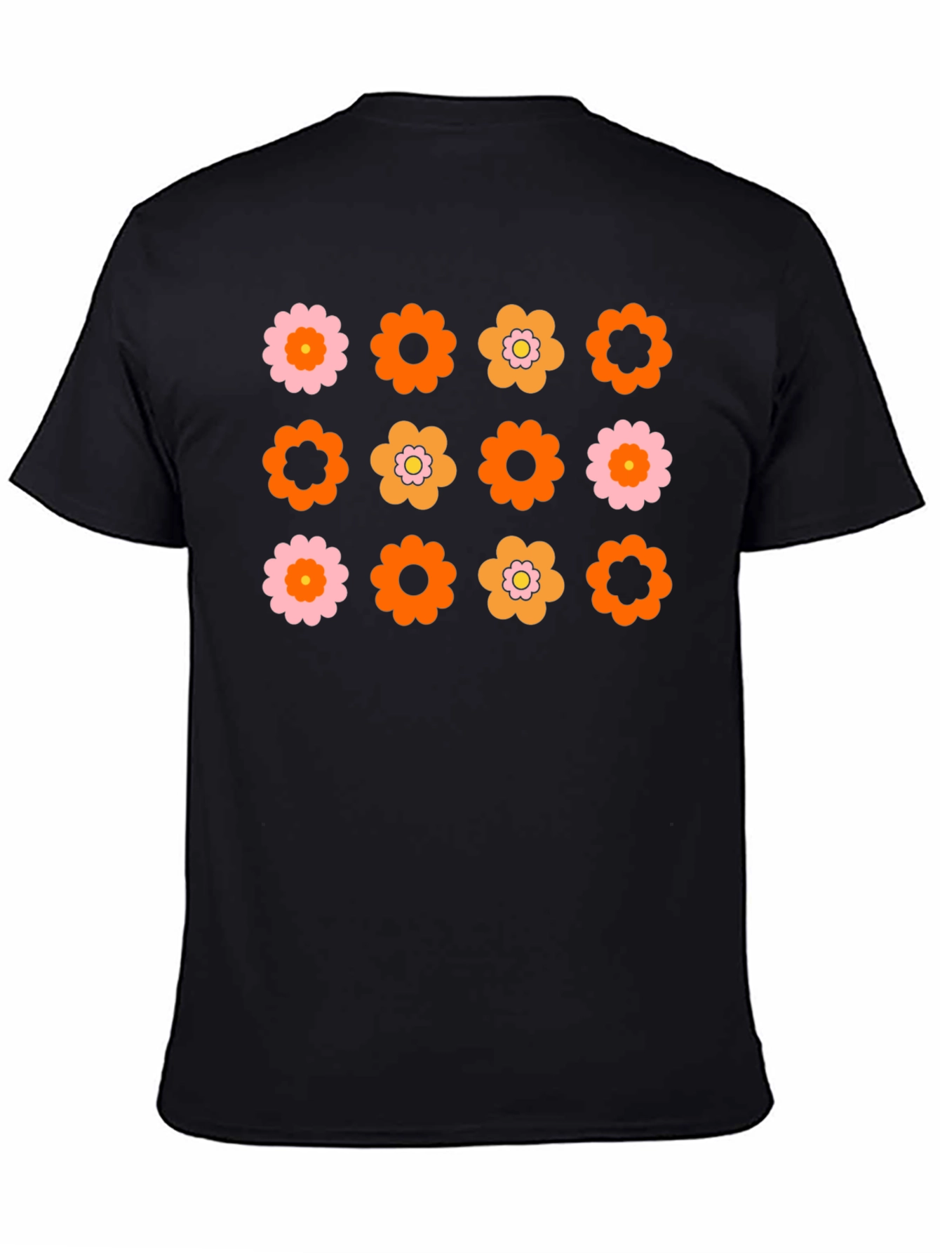 Retro Flower Power Graphic Tee - Black