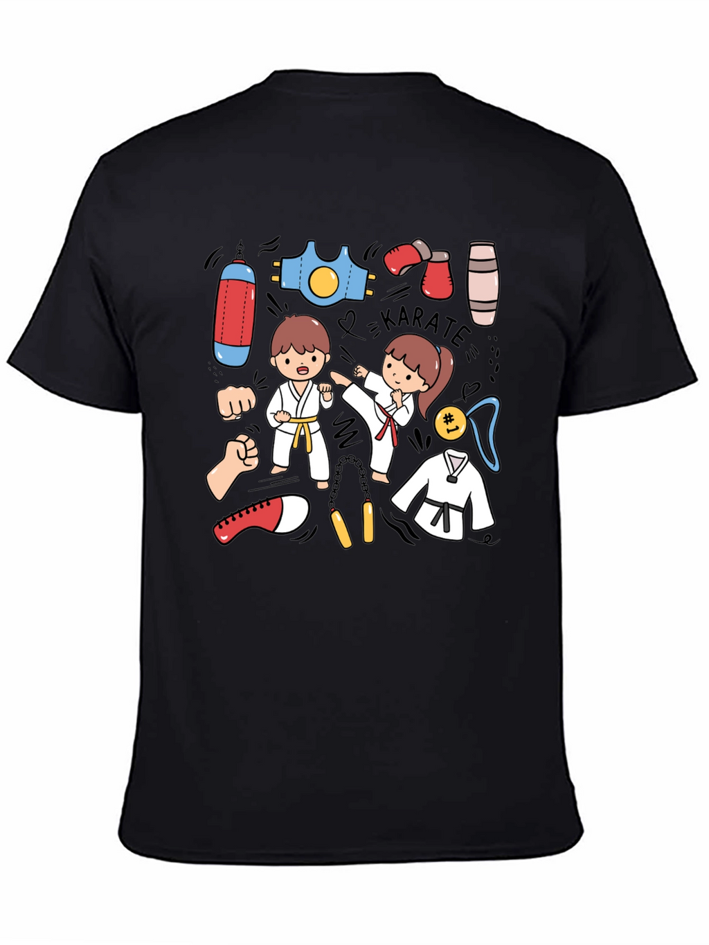 Karate Cartoon Print T-Shirt