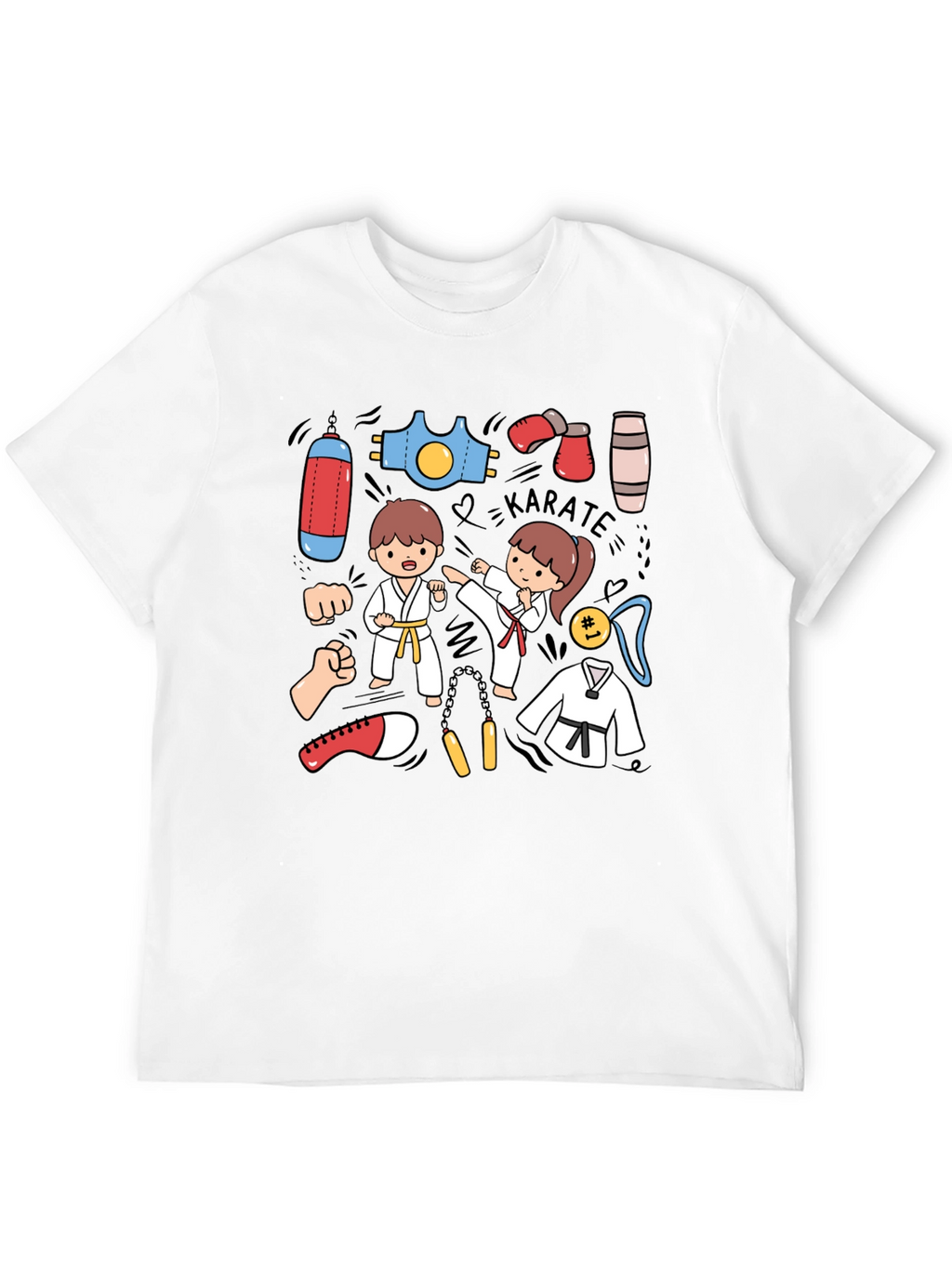 Karate Cartoon Print T-Shirt
