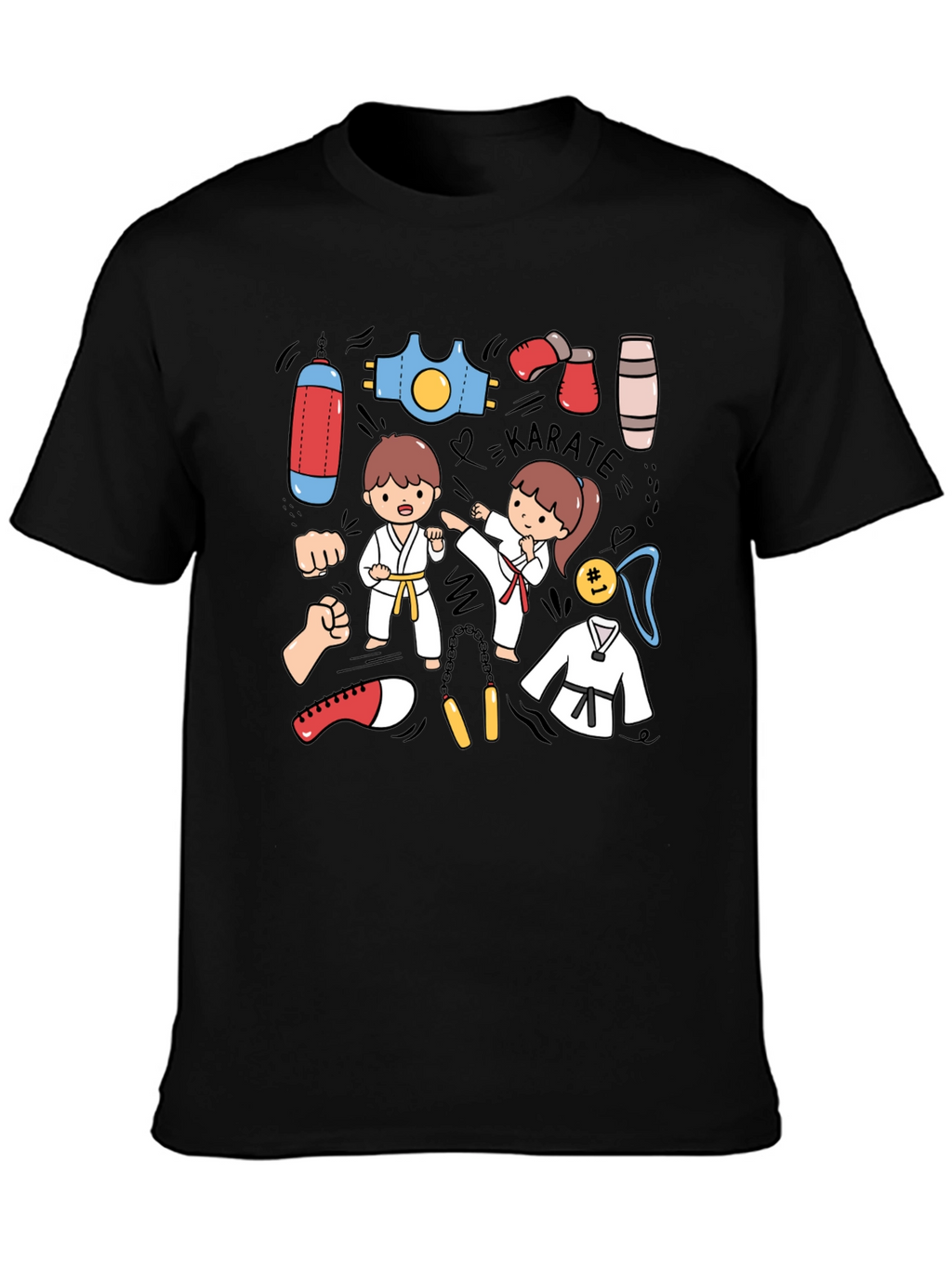 Karate Cartoon Print T-Shirt