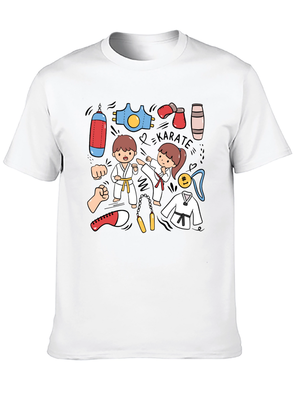 Karate Cartoon Print T-Shirt
