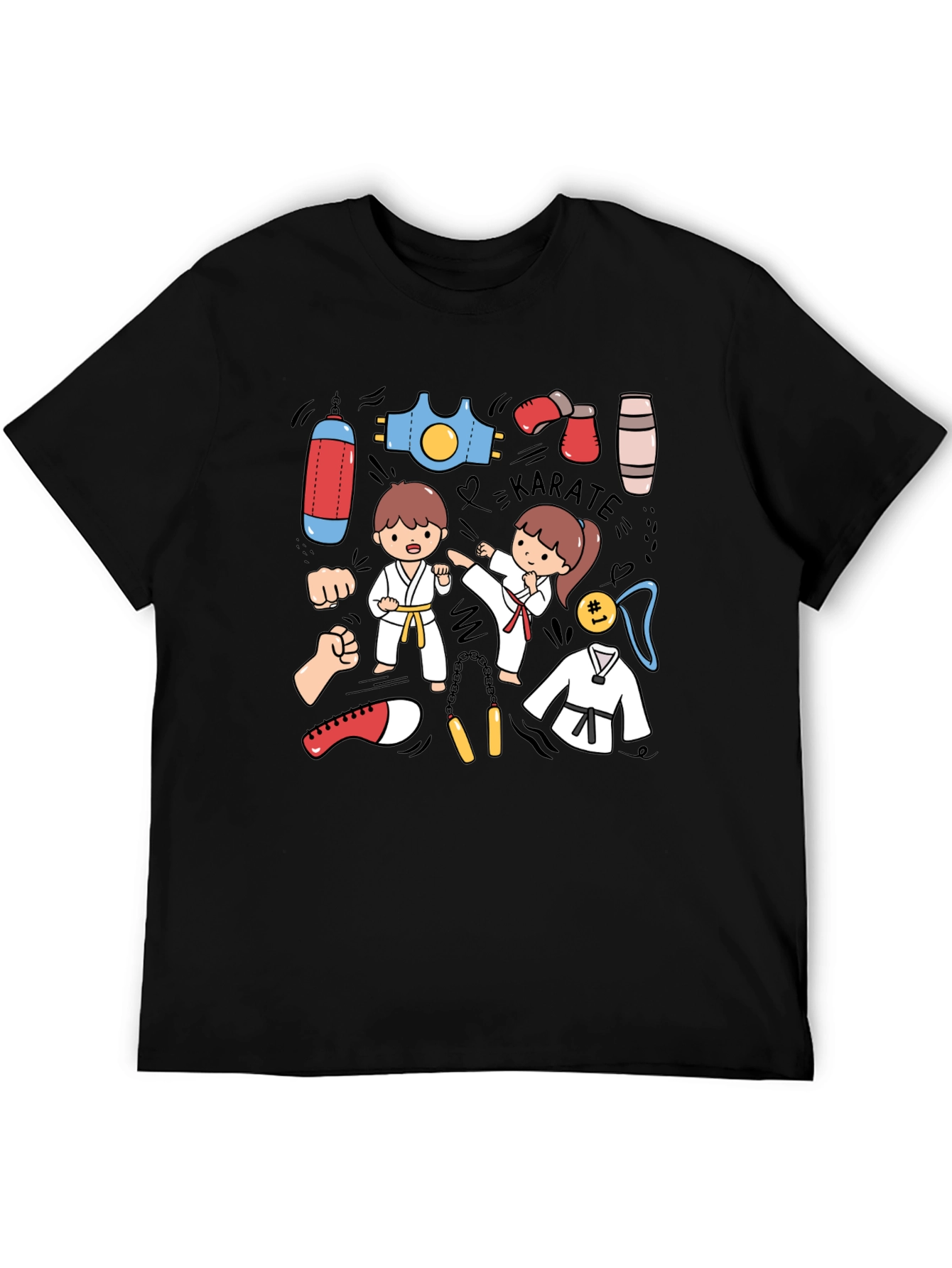 Karate Cartoon Print T-Shirt