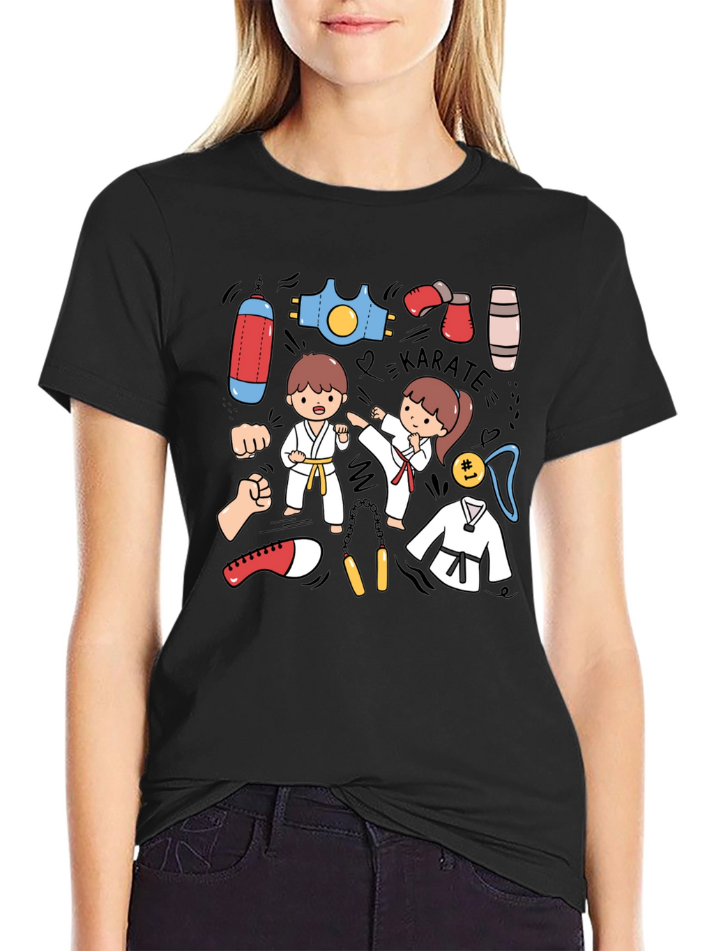 Karate Cartoon Print T-Shirt