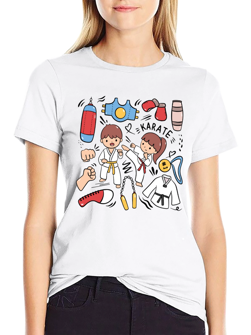 Karate Cartoon Print T-Shirt