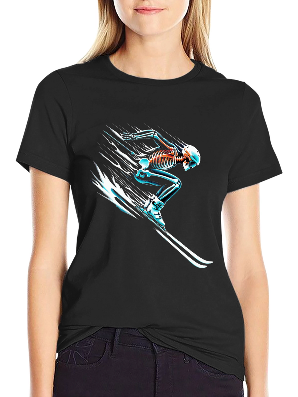 Skeleton Skiing Graphic T-Shirt - Cool & Unique