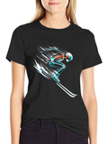 Skeleton Skiing Graphic T-Shirt - Cool & Unique
