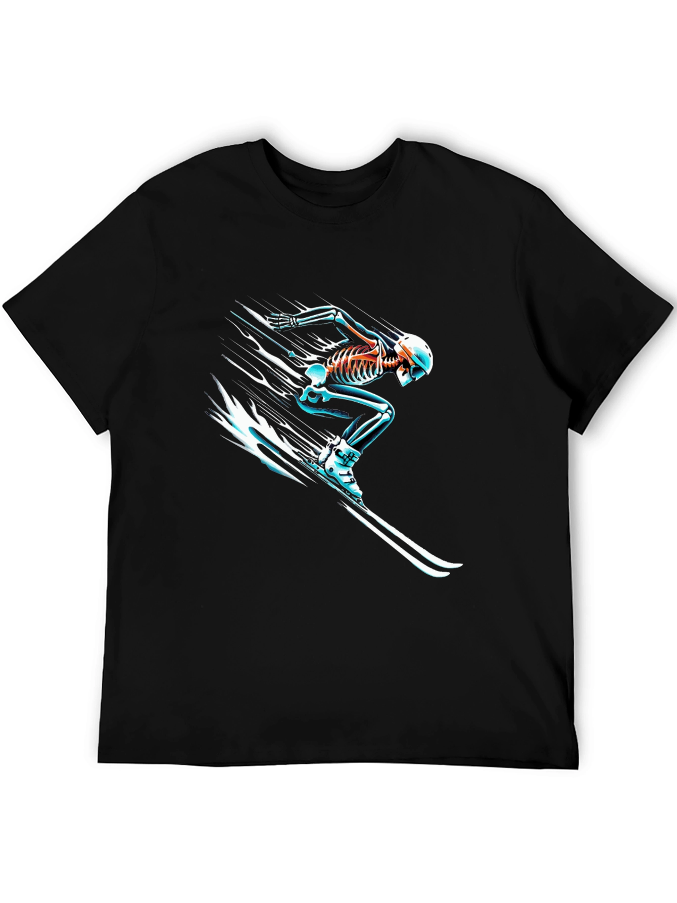 Skeleton Skiing Graphic T-Shirt - Cool & Unique