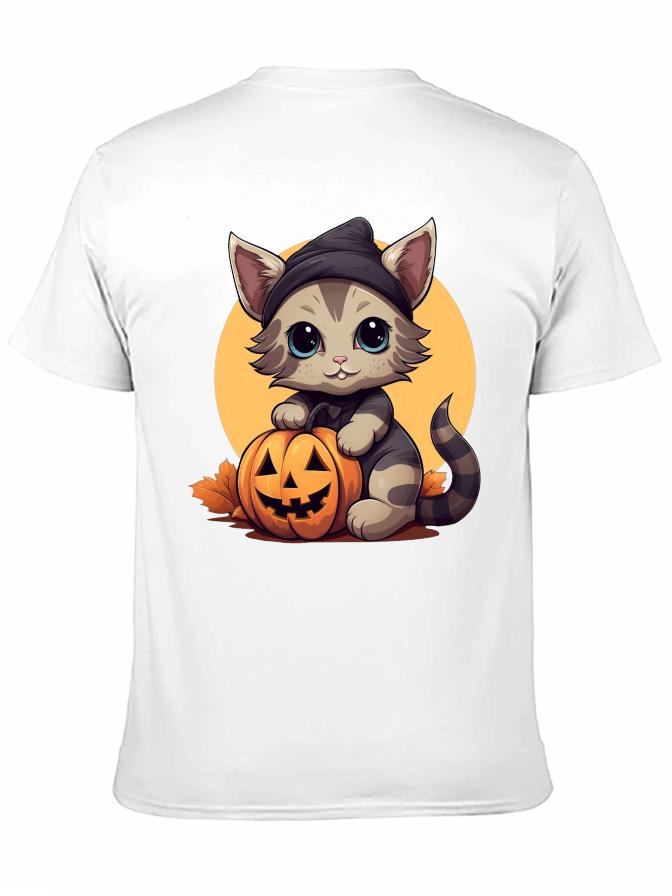 Halloween Cat T-Shirt - Cute Kitten Pumpkin Design