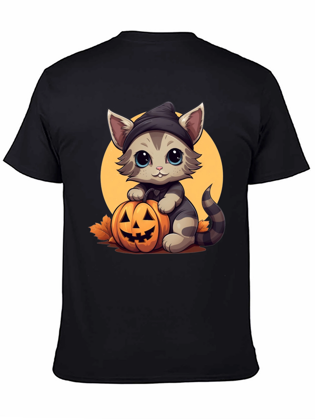 Halloween Cat T-Shirt - Cute Kitten Pumpkin Design